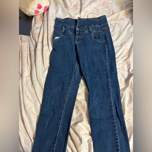 Dark wash high waisted jeans